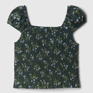 Gap Kids Green Floral Smocked Shirt Tank Top Girls Size XS 4-5 NWT New